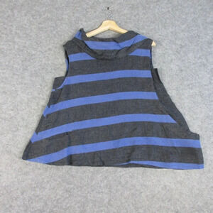 Banana Blue Australia Womens Linen Top 2 S Stripe Purple Black Lagenlook 290